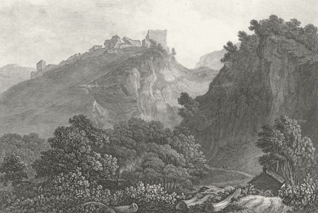 DERBYS. Peveril's Castle, peak, Derbyshire. DUGDALE c1840 old antique print